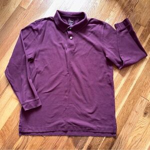 L.L. Bean Men's Burgundy Medium Polo Shirt Regular Fit Long Sleeve 100% Cotton